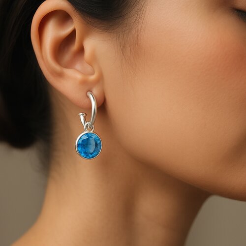 Semi Argolla Cristal Celeste 14 mm