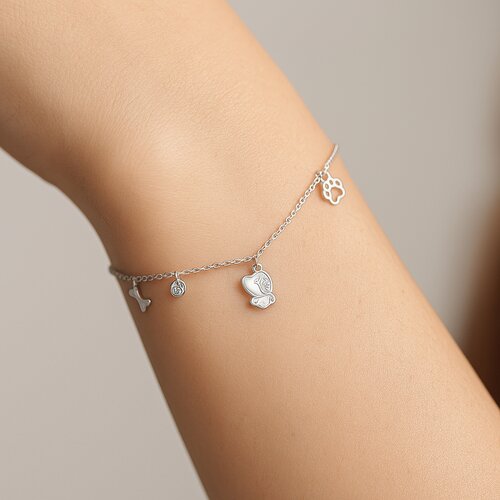 Pulsera Patita Huesito Perrito Cristales Hechos con Swarovski®