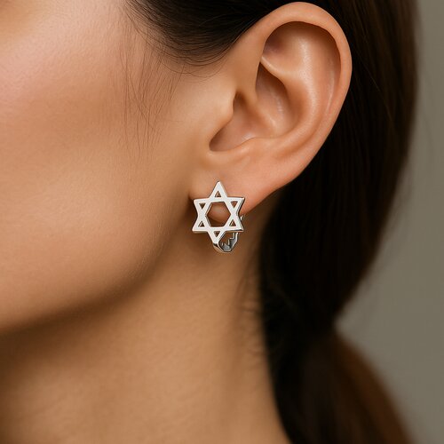 Argolla Huggie Estrella de David 10 mm