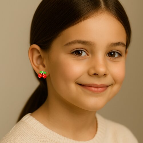 Aro con Tope Cereza Esmaltada