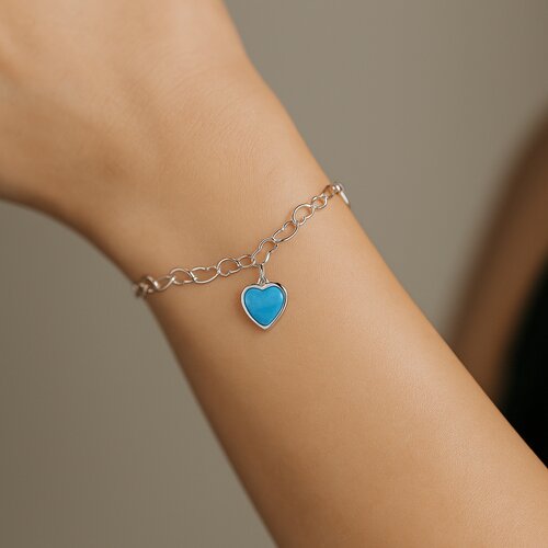 Pulsera Corazones Ópalo Azul