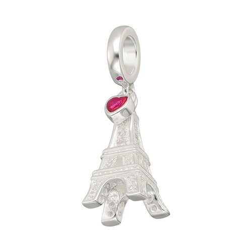 Colgante Charm Torre Eiffel Corazón Circones Rubí