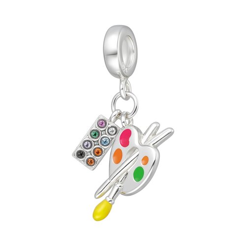 Colgante Charm Pincel Paleta de Colores Circones Multicolor