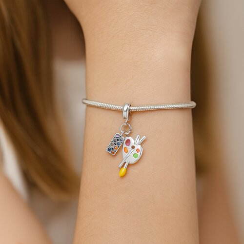 Colgante Charm Pincel Paleta de Colores Circones Multicolor