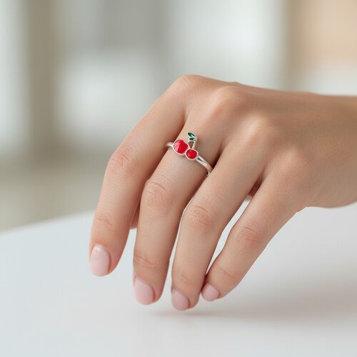 Anillo Cerezas Esmaltado