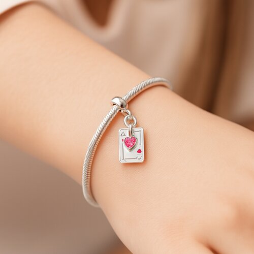 Colgante Charm Carta de Poker Corazón Circón Rubí