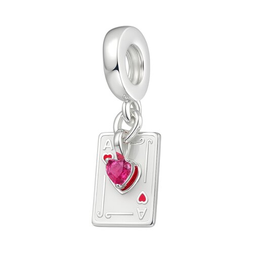 Colgante Charm Carta de Poker Corazón Circón Rubí