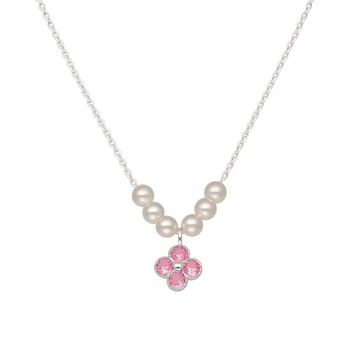 Collar Perlas Flor Circones Rosa Francia