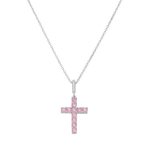 Collar Cruz Circones Rosa Francia