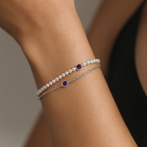 Pulsera Doble Perlas Circones Amatista