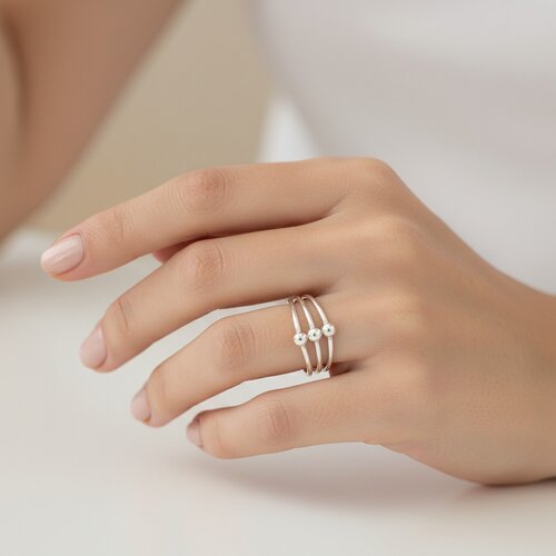 Anillo Midi Triple Esferas