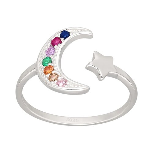 Anillo Ajustable Media Luna Estrella Circones Multicolor