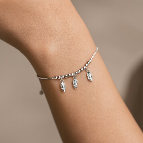Pulsera Ajustable Esferas Plumas