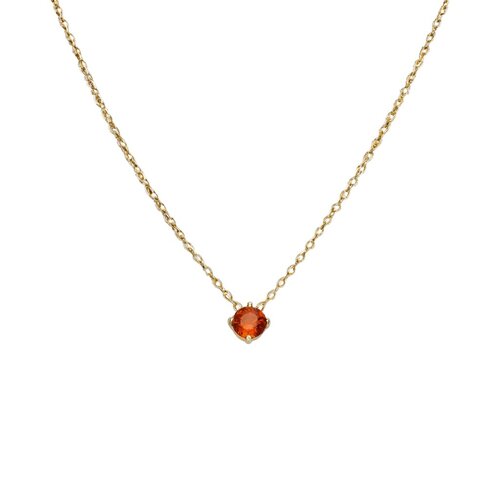 Collar Circón Punto de Luz Granate Naranja 4 mm