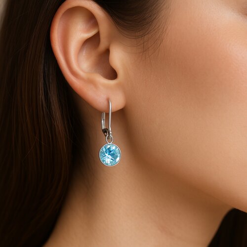 Aro Clip Hecho con Cristal Swarovski® Celeste 8 mm