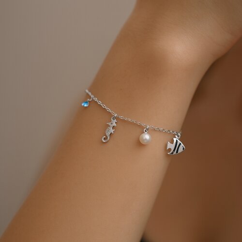 Pulsera Chiches Marinos Cristal Hecho con Swarovski® Celeste