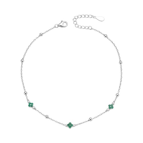 Tobillera Esferas Flores Circones Esmeralda