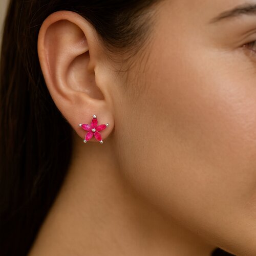 Aro Flor Circones Rubí