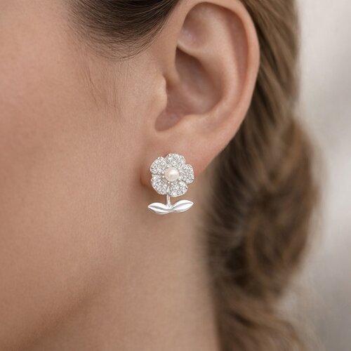 Aro Flor Circones Perla