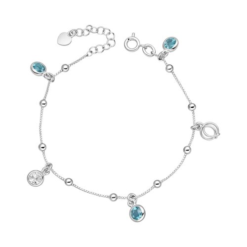 Pulsera Esferas Circones Agua Marina