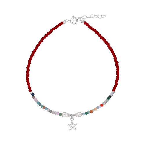 Tobillera Cristales Multicolor Perlas Estrella de Mar