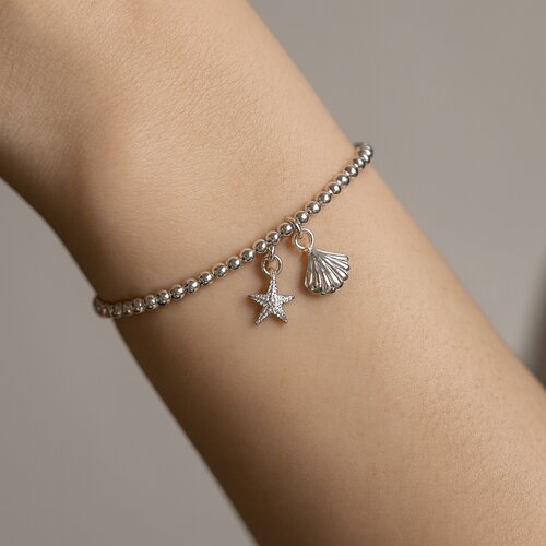 Pulsera Concha Estrella de Mar Esferas