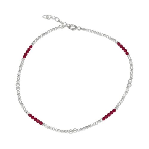 Tobillera Esferas Piedras Naturales Fucsia