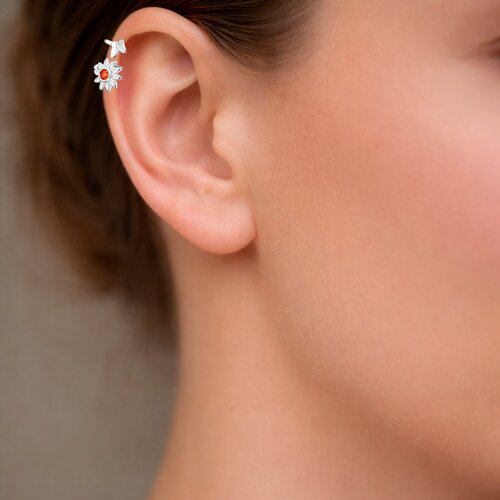 Aro Ear Cuff Mariposa Flor Circón Granate Por Unidad