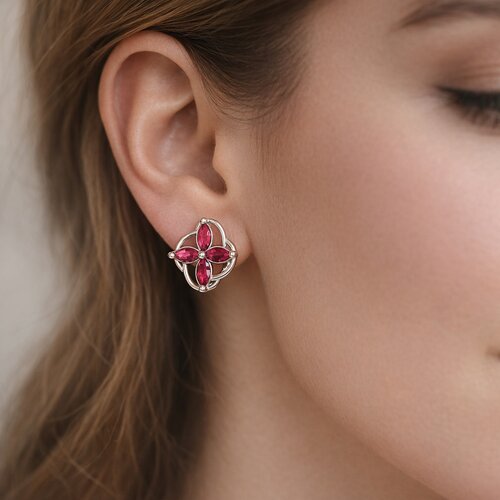 Aro Flor Circones Rubí