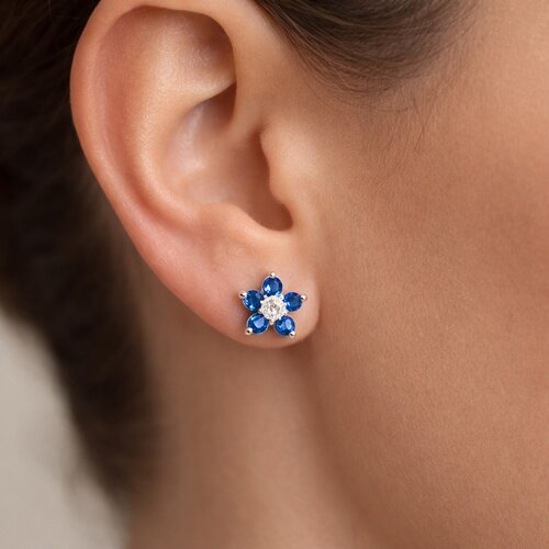 Aro con Tope Flor Circones Zafiro