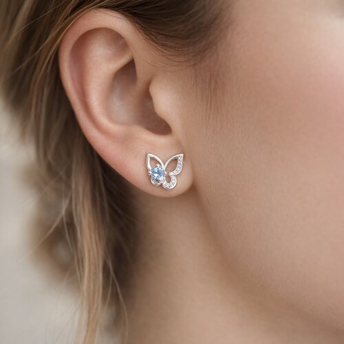 Aro Mariposa Circones Agua Marina