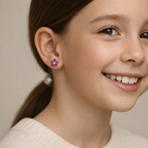 Aro con Tope Flor Circones Multicolor