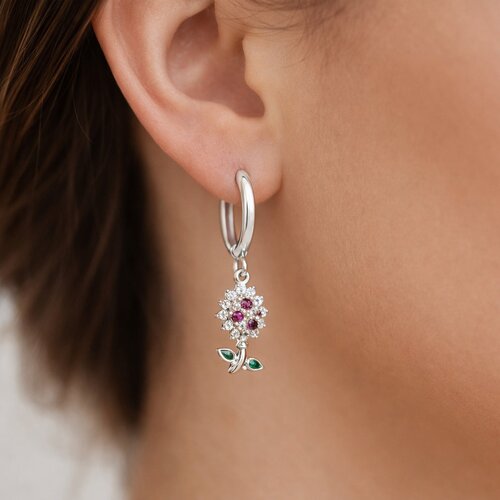 Argolla Huggie Flor Girasol Circones Multicolor 12 mm