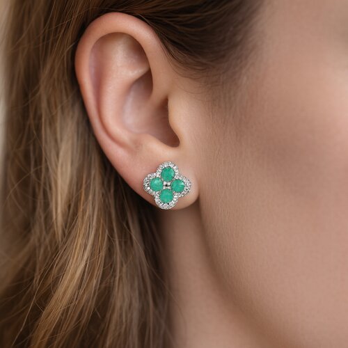 Aro Trébol de la Suerte Circones Esmeralda