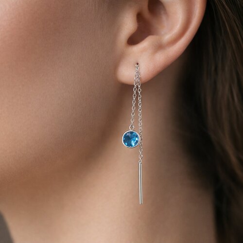 Aro Pasador Circón Agua Marina