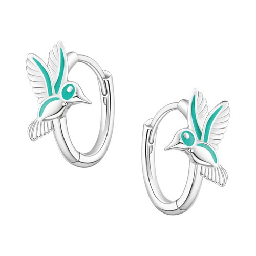 Argolla Huggie Colibrí Esmaltada 13 mm