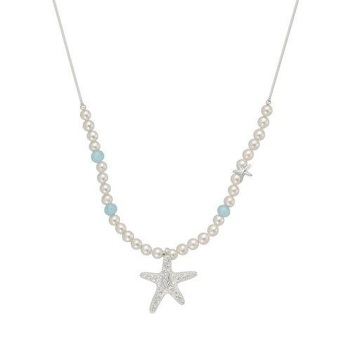 Collar Estrella de Mar Perlas Circones Agua Marina