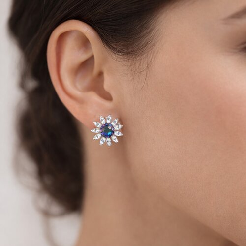 Aro Flor Circones Cristal Cristal Hecho con Swarovski® Tornasol