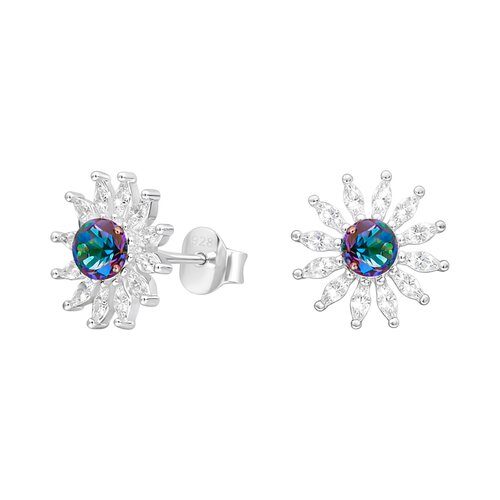 Aro Flor Circones Cristal Cristal Hecho con Swarovski® Tornasol