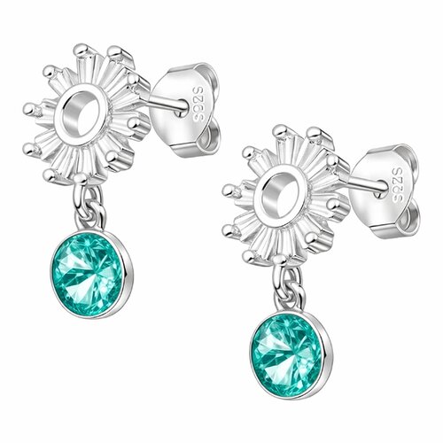 Aro Flor Circones Baguette Cristal Hecho con Swarovski® Celeste