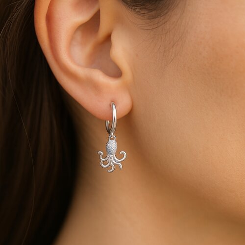 Argolla Huggie Pulpo Circones 11 mm