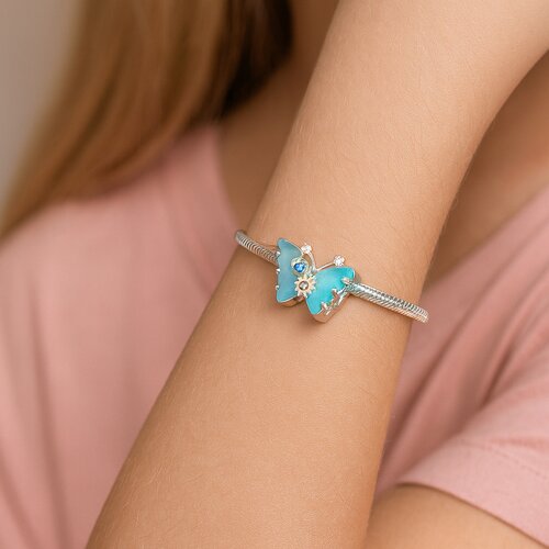 Colgante Charm Mariposa Agua Marina