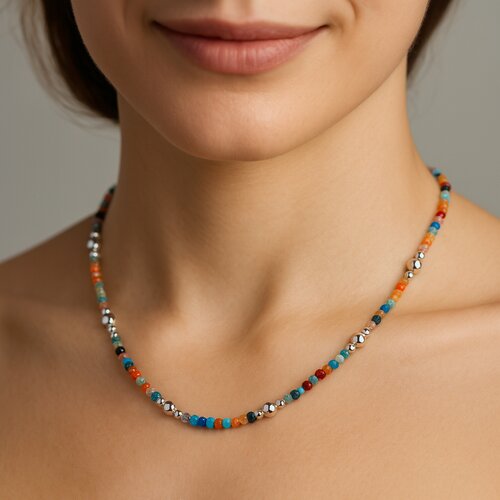 Collar Esferas Cristales Multicolor