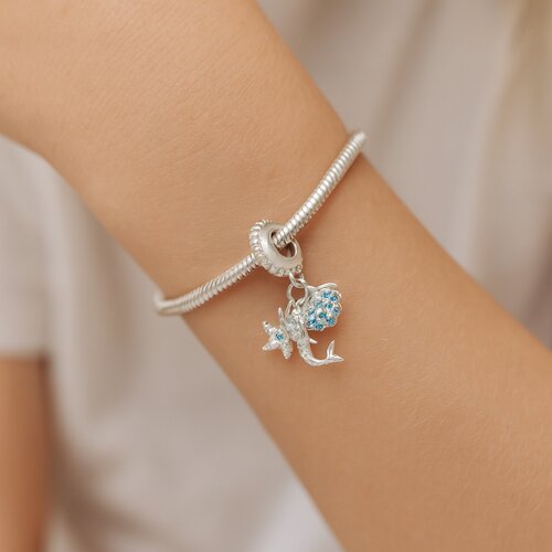 Colgante Charm Estrella de Mar Sirena Concha Circones Agua Marina