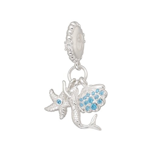 Colgante Charm Estrella de Mar Sirena Concha Circones Agua Marina