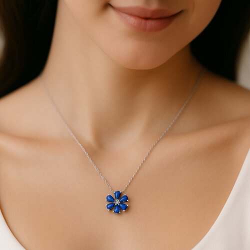 Collar Flor Circones Zafiro