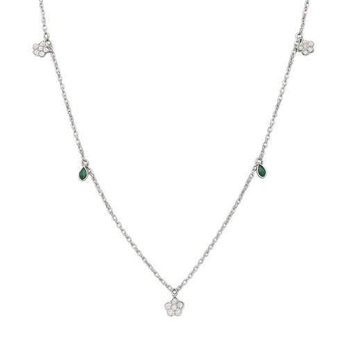 Collar Flores Hojas Circones Esmeralda