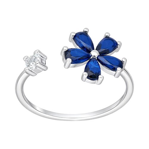 Anillo Ajustable Flor Circones Zafiro