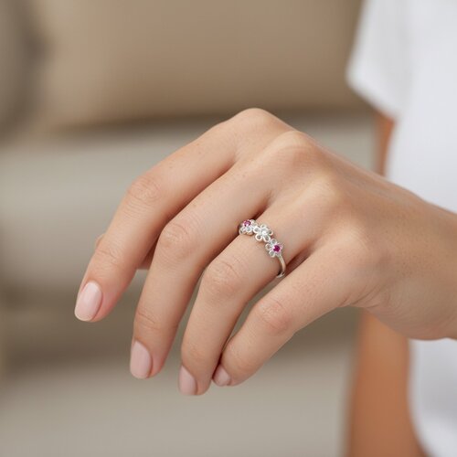 Anillo Flores Circones Rubí