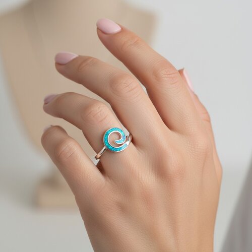 Anillo Olas Ópalo Azul